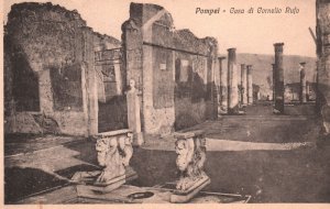 Pompei Casa Di Cornelio Rufo House of Cornelius Rufus Vintage Postcard