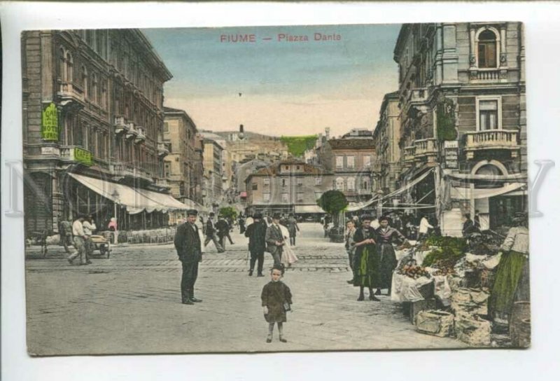 432732 Croatia Rijeka FIUME Piazza Dante Hotel Europe Vintage tinted postcard