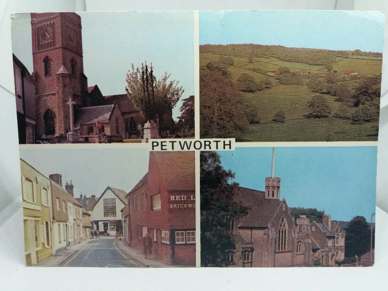 Vintage Multiview Postcard Petworth Sussex Middle Street St Marys Church etc