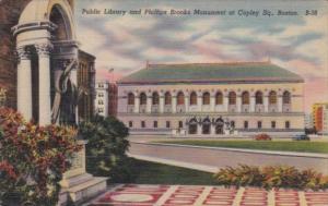 Massachusetts Boston Public Library and Phillips Brooks Monument At Copley Sq...