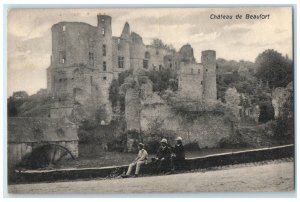 1911 Three Men Sitting Beaufort Castle Luxembourg Antique Posted Postcard