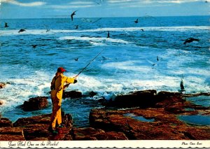 Canada Ontario St Catherines Fishing Scene Just Had One On The Rocks 1973