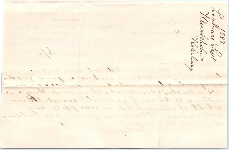 1888 Le Mars, Iowa Kluckhorn & Kehrberg Butter & Eggs Letterhead