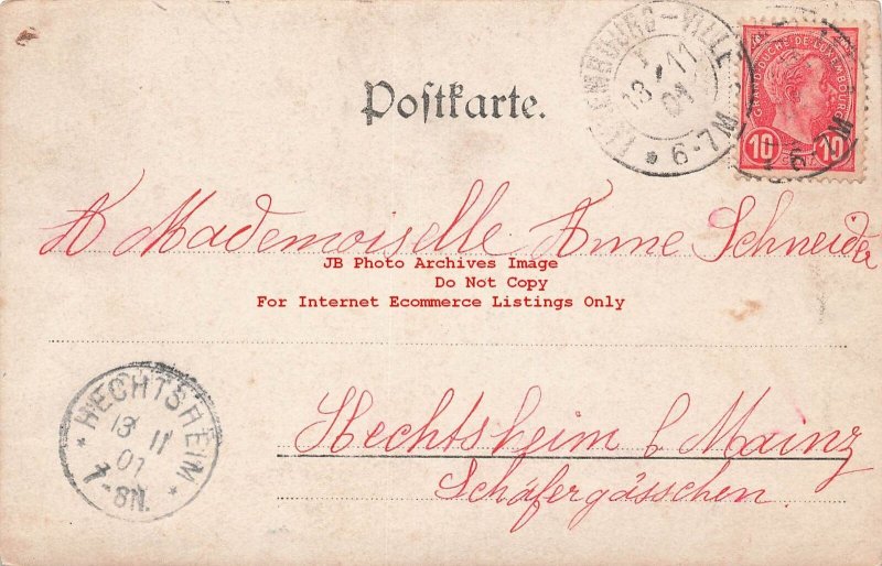 Luxembourg Postmark & Stamp, RPPC, Group of Well Dressed People