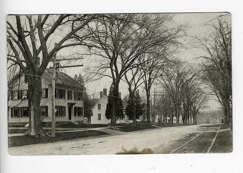 Elmwood MA Dirt Street View Trolley Tracks 1920 RPPC Real Photo Postcard