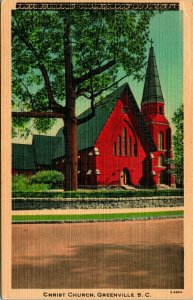 Vtg Linen Postcard Greenville South Carolina SC Christ Church UNP Q17