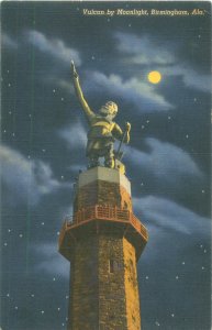 Vulcan By Moonlight, Birmingham Alabama Vintage Linen Postcard