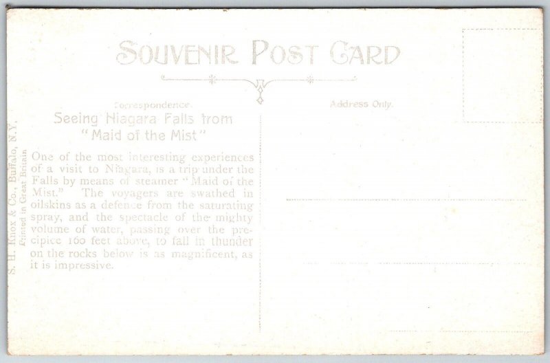 Niagara Falls New York c1910 Postcard Seeing NIagara Falls On Maid Of The Mist