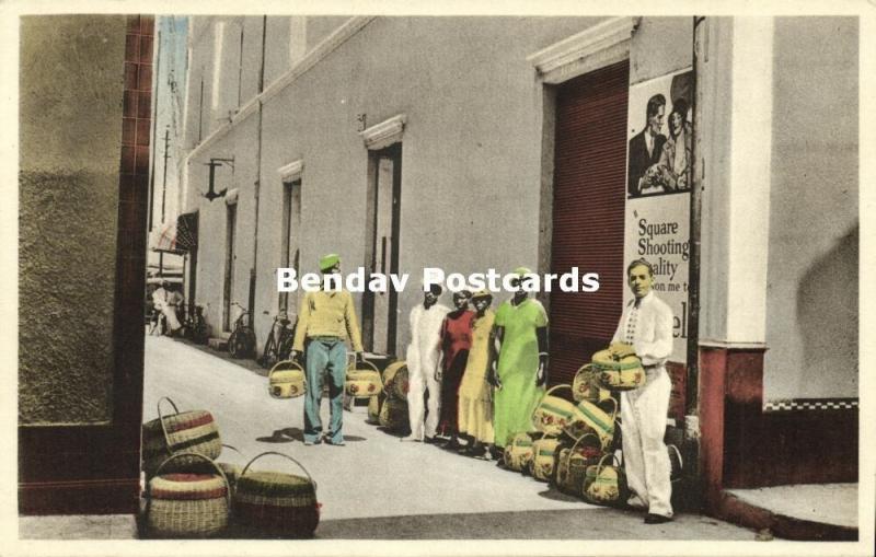 curacao, N.W.I., WILLEMSTAD, Street Scene with Basket Sellers (1930s)