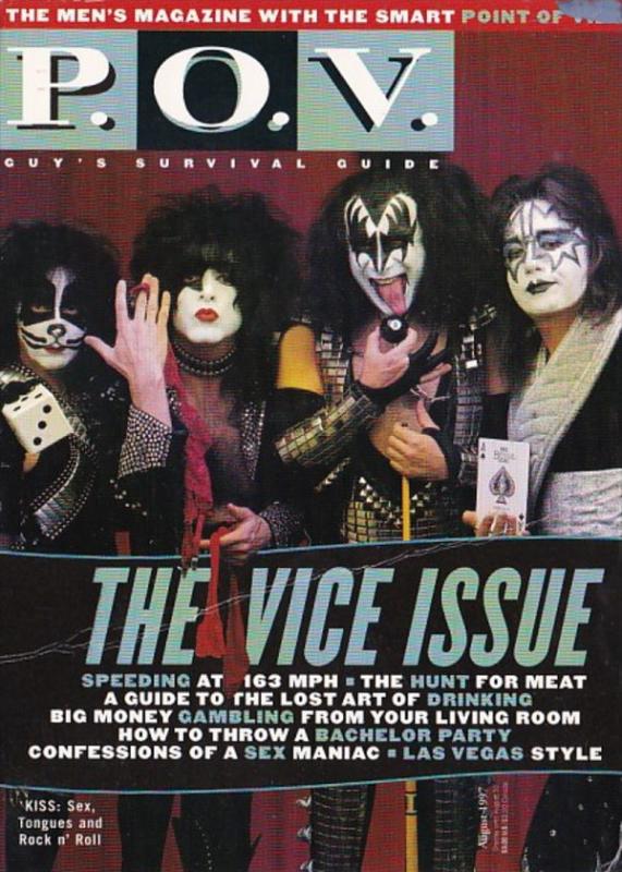 Advertising P O V Men's Magazine KISS On Cover 1997