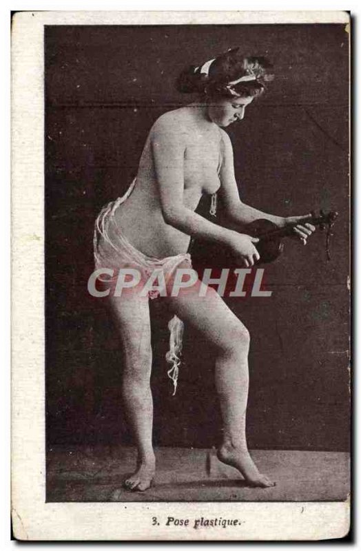 Postcard Old erotic Nude Woman Laying plastic