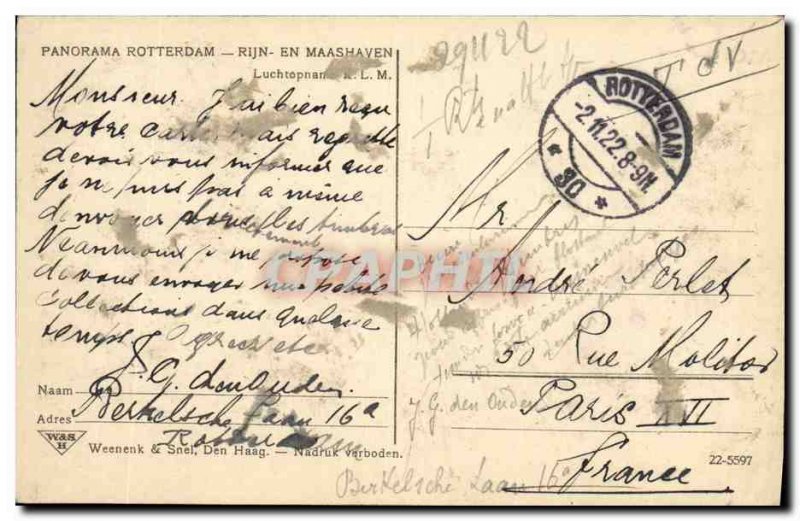 Old Postcard Rotterdam Panorama