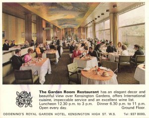 Kensington Oddenino's Royal Garden Hotel Restaurant 1980s Photo Card