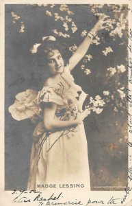 MADGE LESSING Silent Film Actress Movie Star RPPC 1902 Vintage Postcard Antique