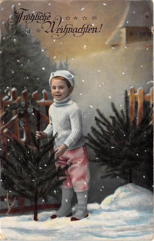 BG8351 child boy fir  weihnachten christmas greetings germany