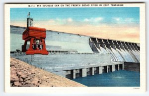 Douglas Dam On The French Broad River Tennessee Postcard Linen Unused Vintage