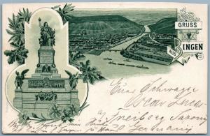 GRUSS AUS BINGEN GERMANY 1898 ANTIQUE POSTCARD