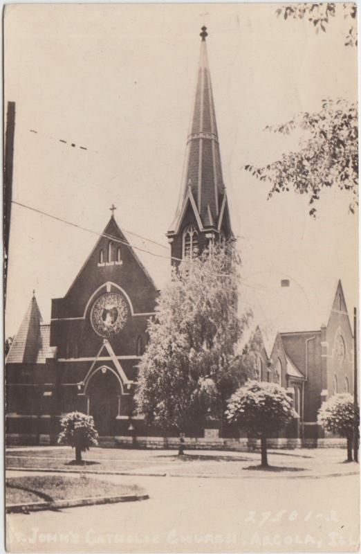 Illinois Il Real Photo RPPC Postcard 194 ARCOLA St Johns Catholic Church 