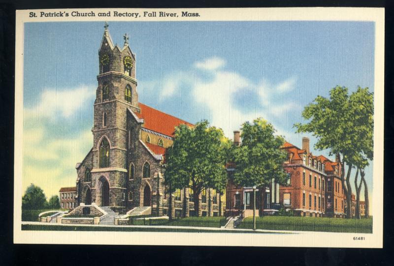 Fall River, Massachusetts/MA/Mass Postcard, Saint Patrick's Church, Near Mint!