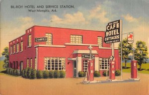 West Memphis Arkansas Bil-Roy Hotel and Service Station Vintage Postcard AA56255