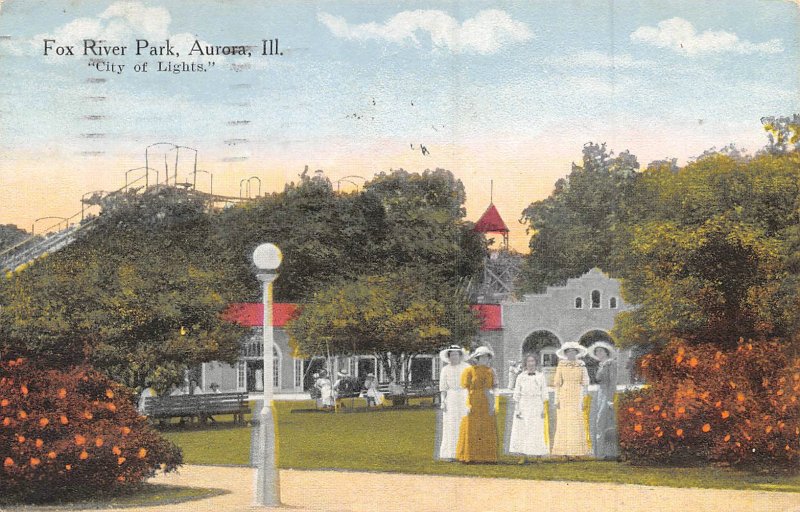 Fox River Park Aurora Illinois 1914 postcard