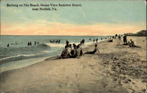 Norfolk Virginia VA Beach Bathing Scene c1910 Vintage Postcard