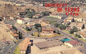 El Paso, TX   UNIVERISTY OF TEXAS  Campus, Pool & City Bird's Eye View  Postcard