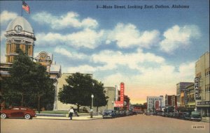 Dothan Alabama AL Main Street Clock Tower Linen Vintage Postcard