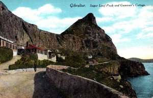 Gibraltar Sugar Loaf Peak And Governor's Cottage Vintage Postcard 09.82