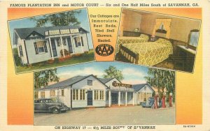 Savannah Georgia Plantation Inn Motor Court 1940s Postcard Teich 21-14540
