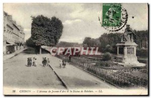 Old Postcard Chinon L & # 39Avenue De Jeanne d & # 39Arc and the statue of Ra...