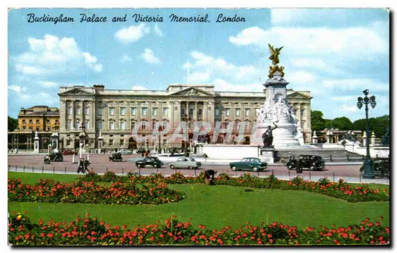 Postcard Old Palace and Buckinghon Vidorie Memorial London