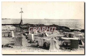 Postcard Old Saint Nazaire Beach and the American monument