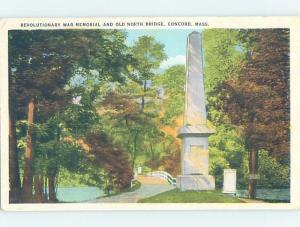 Unused Linen MONUMENT SCENE Concord In Boston Massachusetts MA F2146