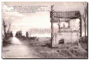 Old Postcard Reims Around Reims line Ruins of the guardhouse barrier Army