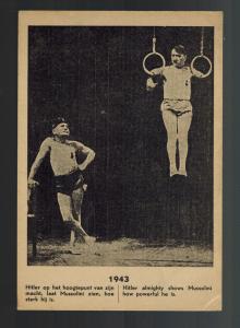 1943 Mint Holland  postcard WW2 Hitler Mussolini Acrobats