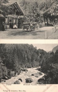 Vintage Postcard Chalet Wirtchaft Teuscher Lutschental Lütschental Switzerland