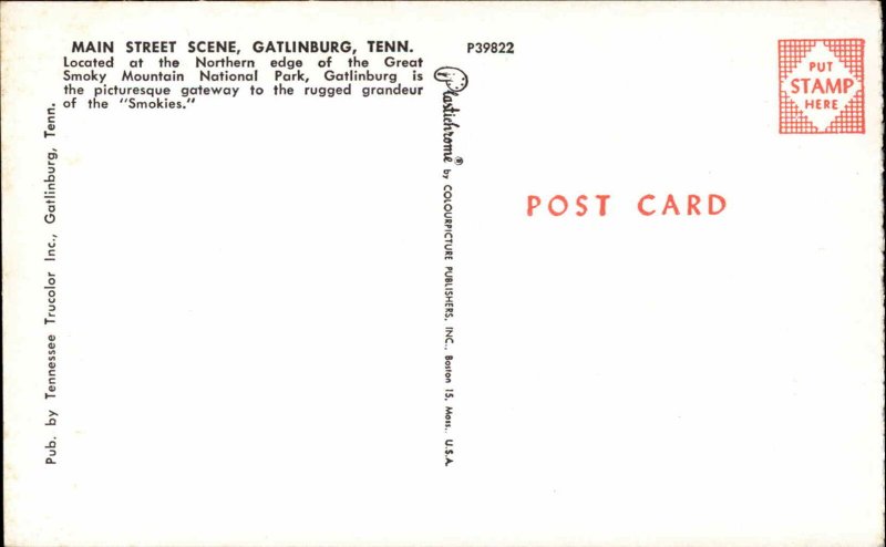 Gatlinburg Tennessee TN Classic 1960s Cars Street Scene Vintage Postcard