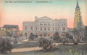 Charleston South Carolina Post Office St Michael's Church Postcard AA33480