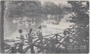 Old BLOOMINGTON Illinois Ill Postcard EAST BAY CAMP Lake Bloomington Kids Boats