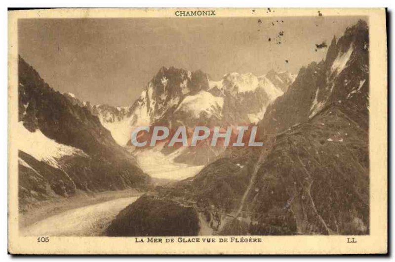 Old Postcard Chamonix Sea ice to Flegere