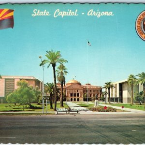 c1970s Phoenix, AZ State Capitol Building Seal Flag Roadside Hikstory 4x6 PC M13