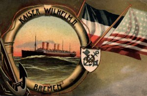 Kaiser Wilhelm II Steamship Ocean Liner Ship Postcard