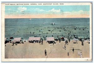 1923 Cliff Beach Bathing Scene General View Nantucket Island MA Postcard