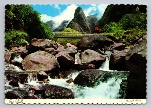 Iao Needle With New Cantilever Bridge Maui Hawaii Vintage Unposted Postcard