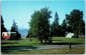 VINTAGE POSTCARD CAMPING AT STRAITS STATE PARK ST. IGNACE MICHIGAN 1960s