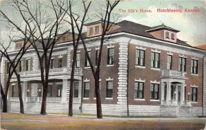 Hutchinson Kansas 1910 Postcard The Elk's Home RPO Cancel