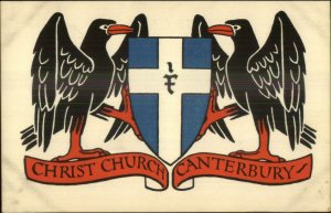 Coat of Arms Heraldic Crows or Eagles Christ Church Canterbury c1910 Postcard