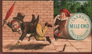 1880's Clark's Spool Cotton Mile-End Young Boy Tripping Man Walking Six Color #2