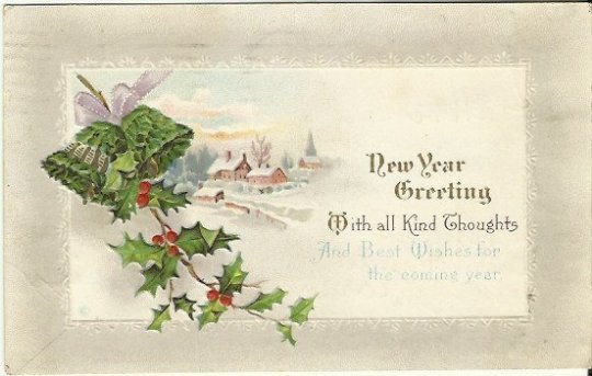 Vintage Postcard, New Year Greeting With All Kind Thoughts And Best Wishes